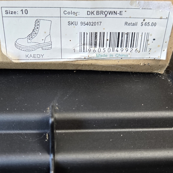 Sugar Kaedy patent-look brown combat style boots, size 10, new - Picture 3 of 3